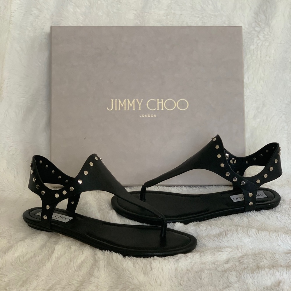 Jimmy Choo Black Studded Sandals